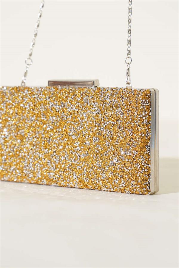 Rectangular Stoned Evening Bag Yellow