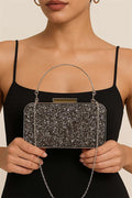 Rectangular Stone Handled Evening Bag in Smoke