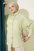 Vertical Striped Basic Shirt, Light Green