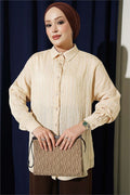 Vertical Striped Basic Shirt Latte