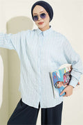 Vertical Striped Basic Shirt Blue