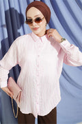 Vertical Striped Basic Shirt Pink
