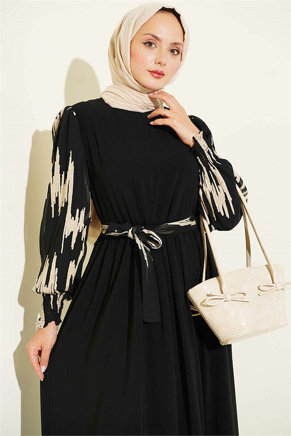Vertical Embroidered Sleeveless Dress Beige