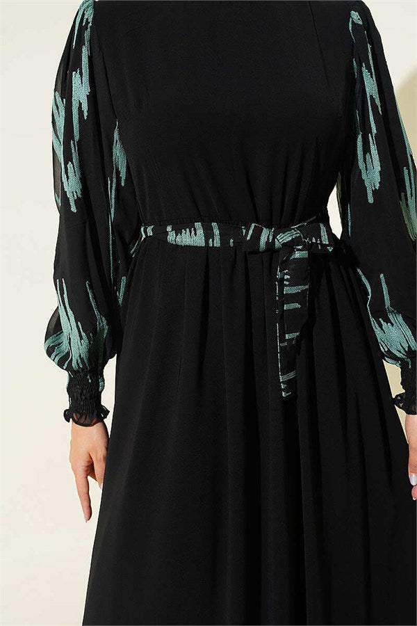 Vertical Embroidered Sleeveless Dress in Sage Green