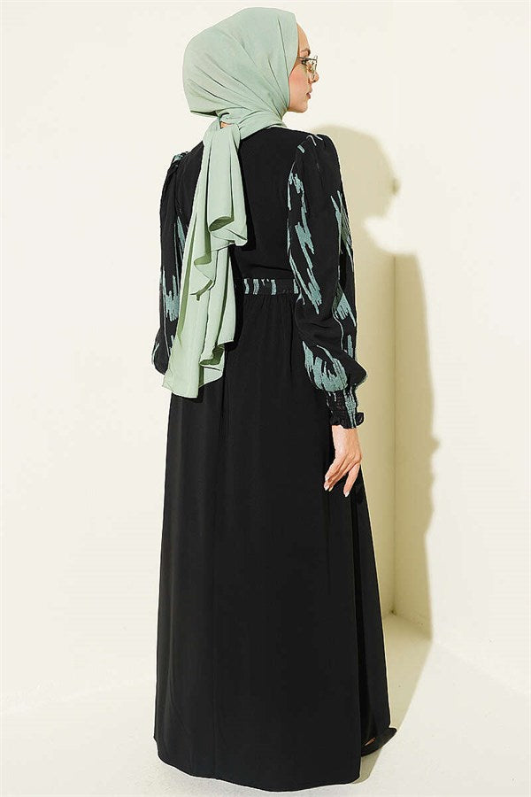 Vertical Embroidered Sleeveless Dress in Sage Green