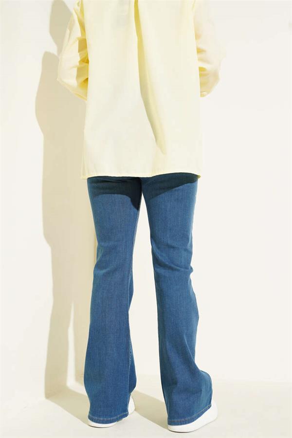 Stitched Bell-bottom Jeans Blue
