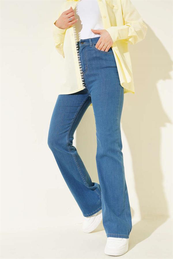 Stitched Bell-bottom Jeans Medium Blue