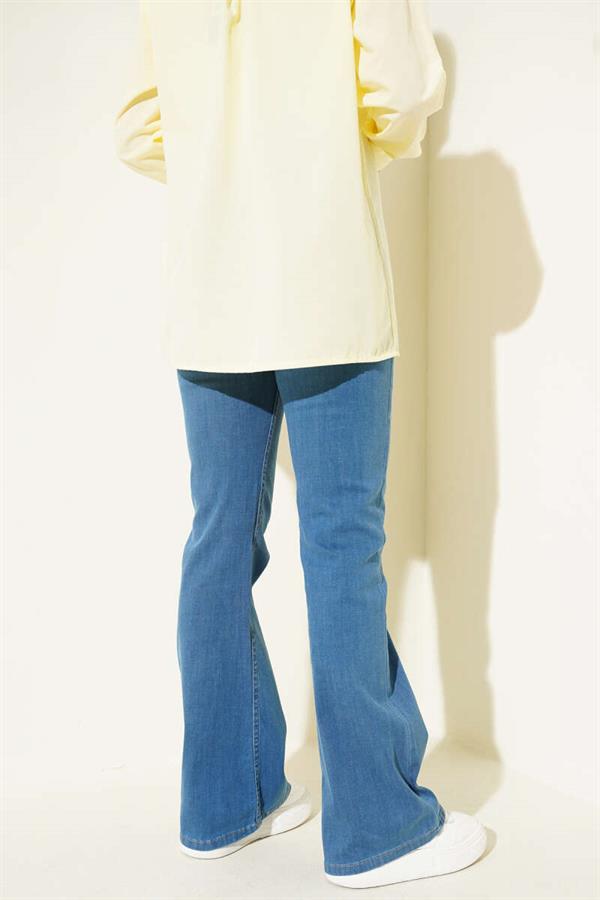 Stitched Bell-bottom Jeans Medium Blue