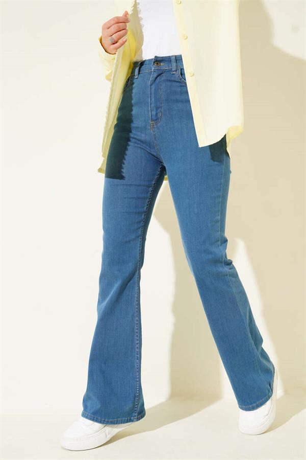 Stitched Bell-bottom Jeans Medium Blue