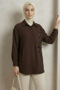 Textured Crepe Floral Shirt Dark Brown