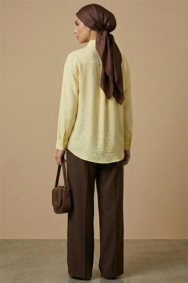 Textured Crepe Floral Shirt Yellow