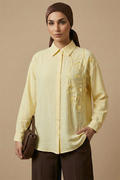 Textured Crepe Floral Shirt Yellow