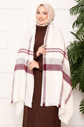 Woven Shawl Burgundy-Ecru