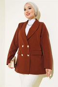 Four Buttoned Double Jacket Brown