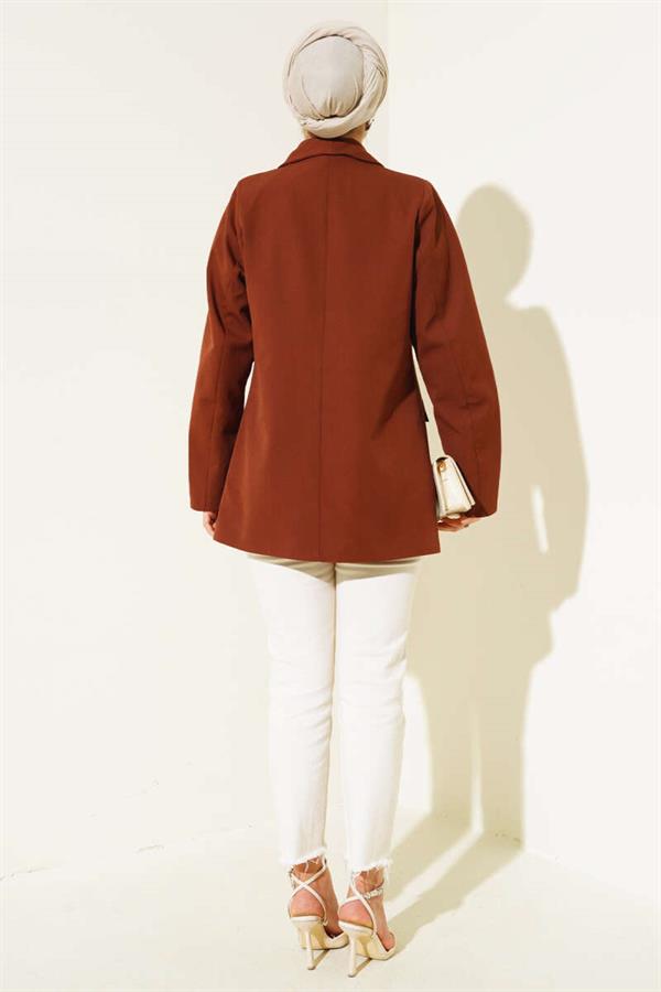 Four Buttoned Double Jacket Brown