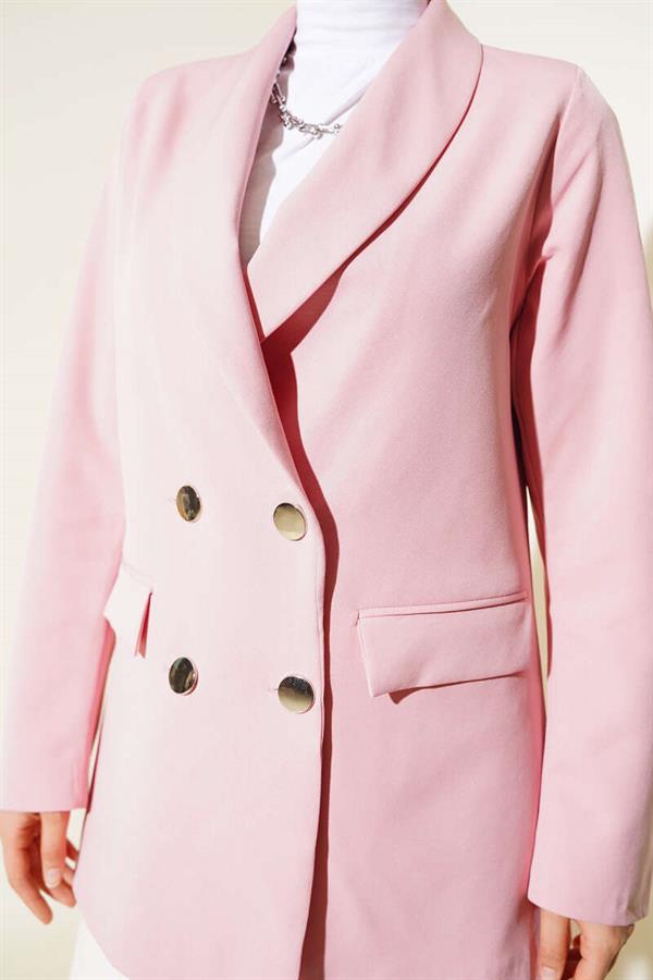 Four Buttoned Double Jacket Pink