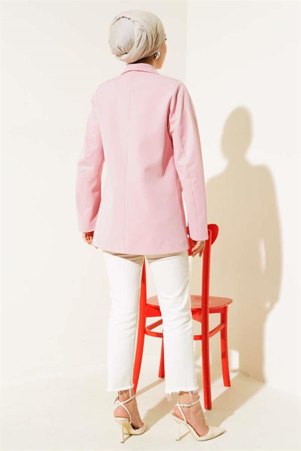 Four Buttoned Double Jacket Pink