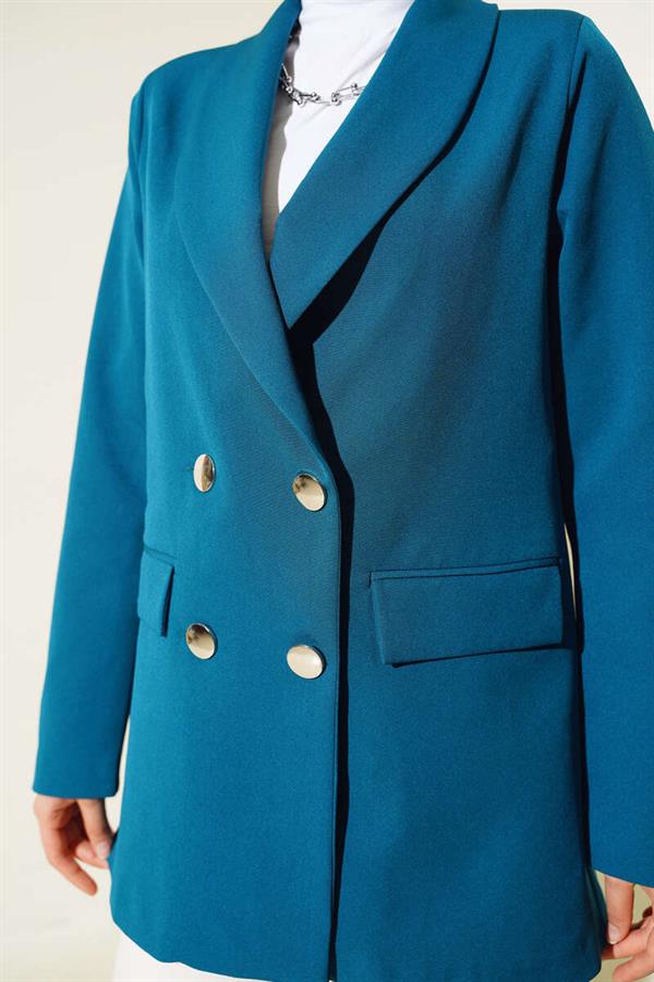 Four Buttoned Double Jacket Petrol