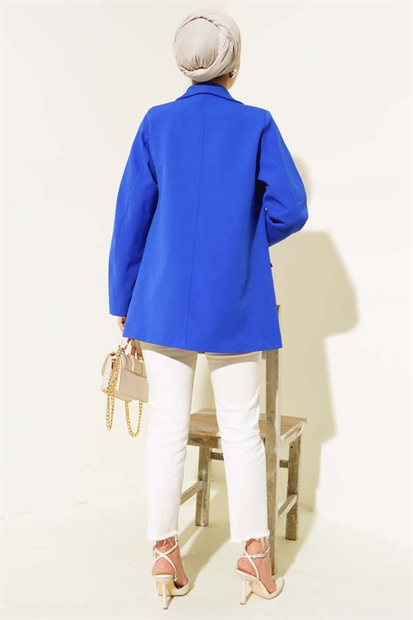 Four Buttoned Double Jacket in Saxe
