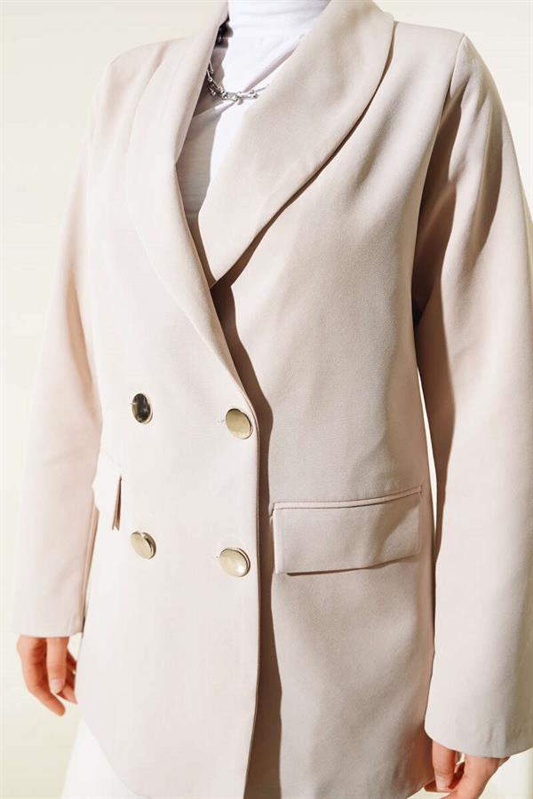 Four Buttoned Double Jacket Stone