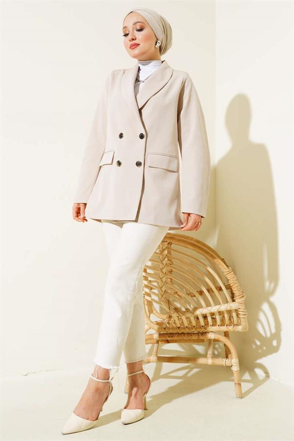 Four Buttoned Double Jacket Stone