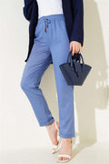Double Skinny Leg Elastic Waist Trousers Indigo