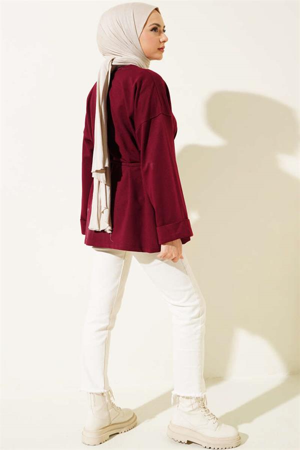 Double Sleeve Rope Laced Tunic Claret Red