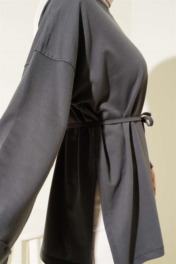 Double Sleeve Rope Laced Tunic Smoke