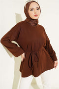 Double Sleeve Rope Laced Tunic Brown