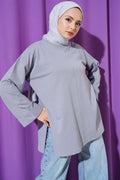 Double Sleeve Rope Tied Tunic Slate Gray