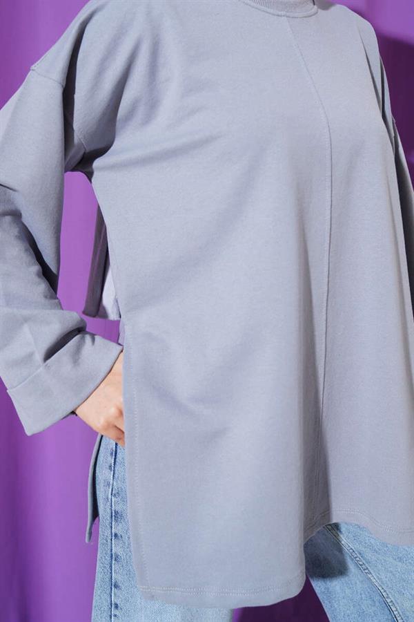 Double Sleeve Rope Tied Tunic Slate Gray