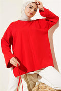 Double Sleeve Rope Laced Tunic Red