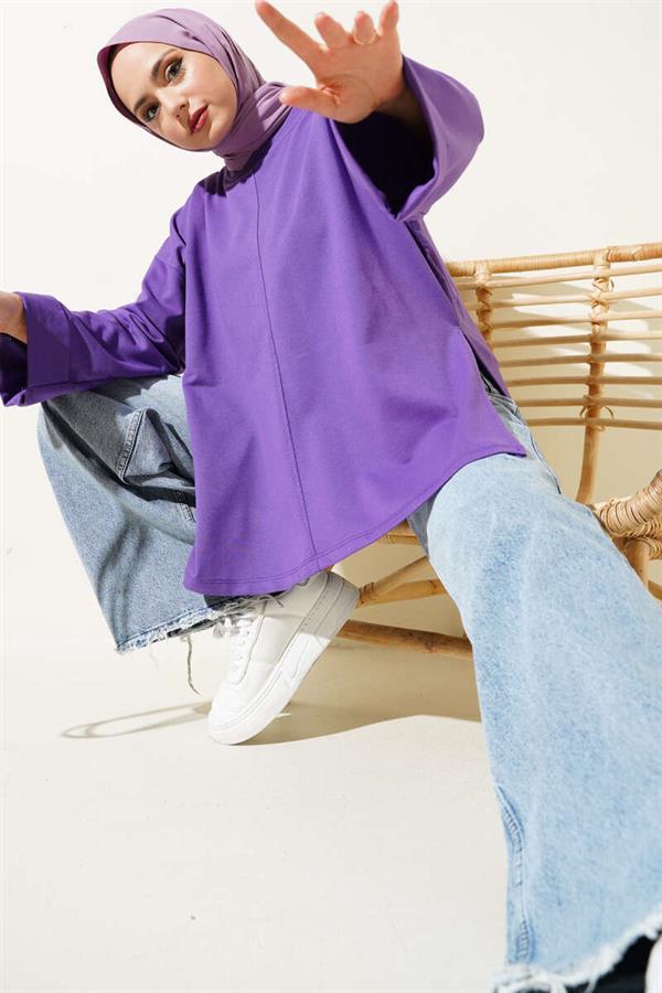 Double Sleeve Rope Laced Tunic Lilac