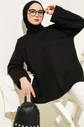 Double Sleeve Rope Laced Tunic Black