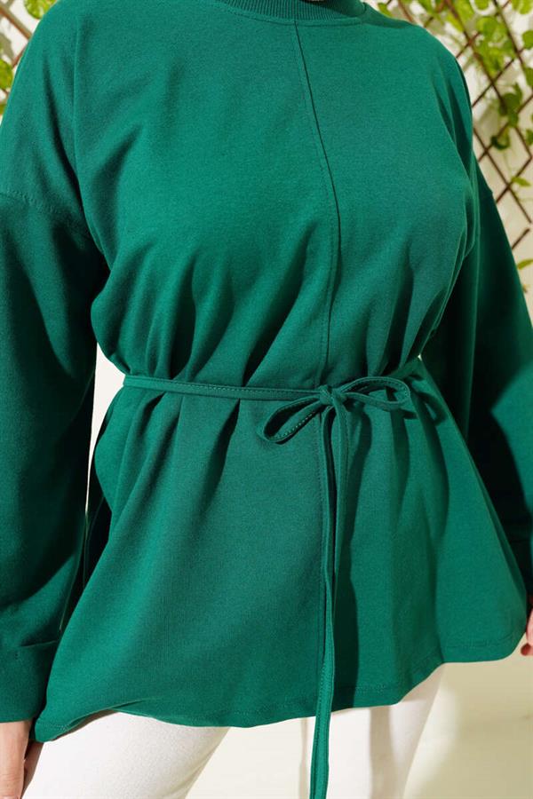 Double Sleeve Rope Laced Tunic Emerald