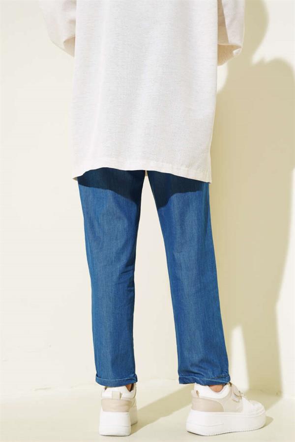 Double Leg Elastic Waist Jeans Trousers Jeans