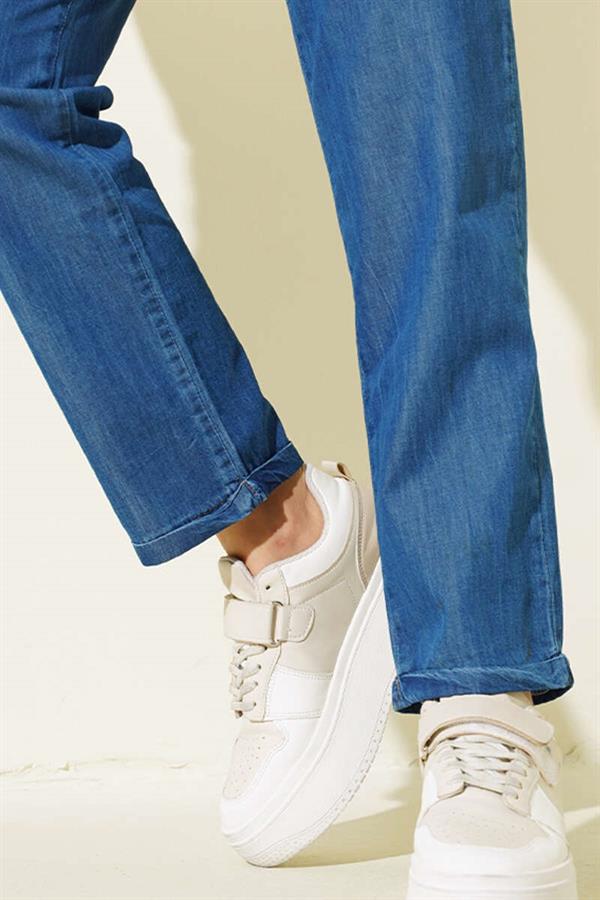 Double Leg Elastic Waist Jeans Trousers Jeans