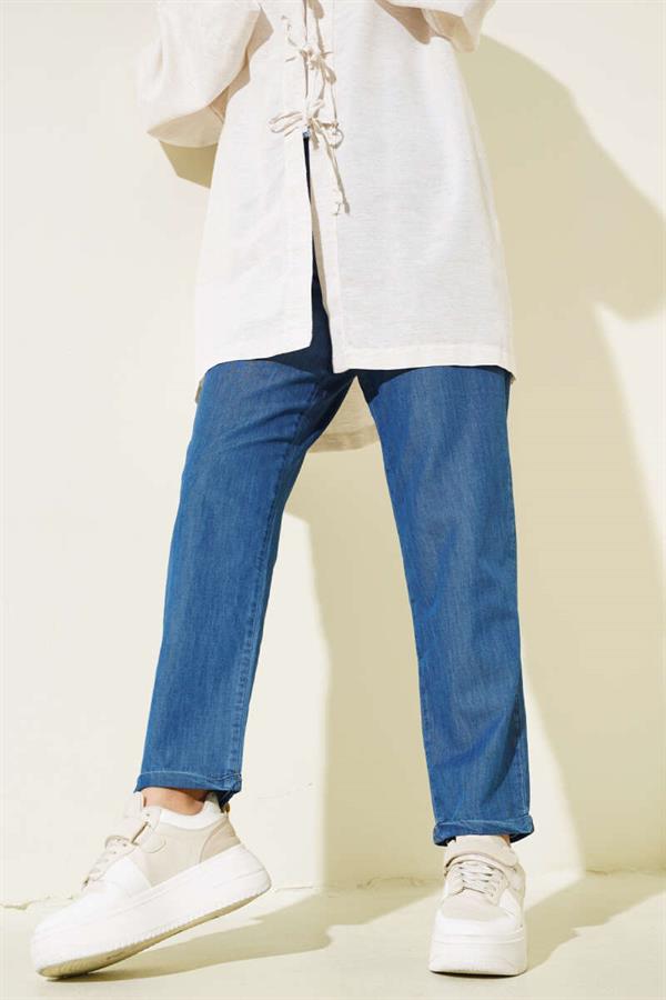 Double Leg Elastic Waist Jeans Trousers Jeans