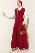 Button-Detail Shirt and Vest 2 Piece Set, Burgundy