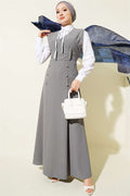 Button-Detail Shirt and Vest 2 Piece Set, Grey