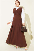 Button-Detail Shirt and Vest 2 Piece Set in Coffee Brown
