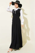 Button Detail Shirt and Vest 2 Piece Set, Black