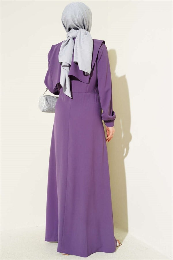 Button Detail Sleeveless Dress Lilac