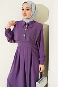 Button Detail Sleeveless Dress Lilac