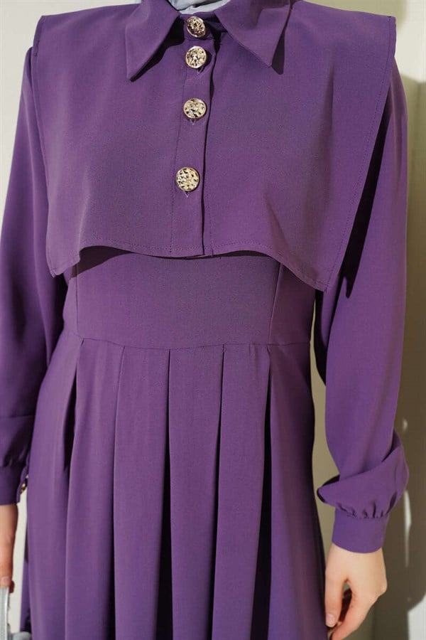 Button Detail Sleeveless Dress Lilac