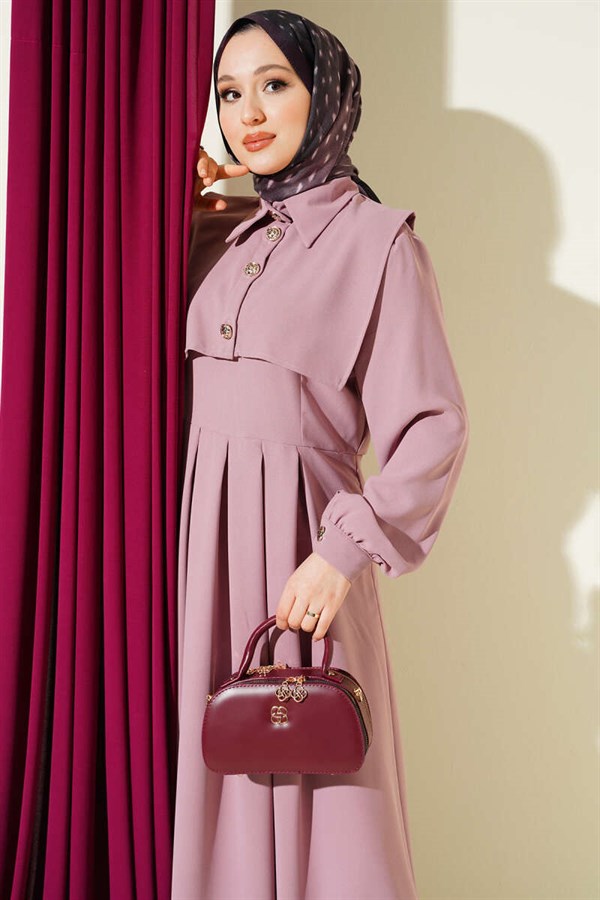 Button Detail Sleeveless Dress Powder Pink
