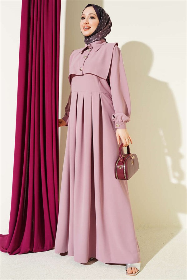 Button Detail Sleeveless Dress Powder Pink