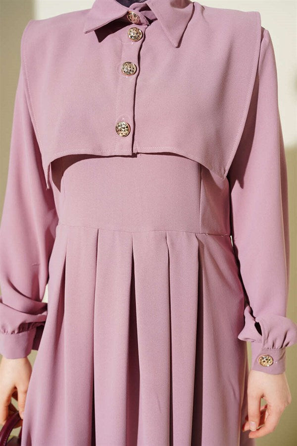 Button Detail Sleeveless Dress Powder Pink