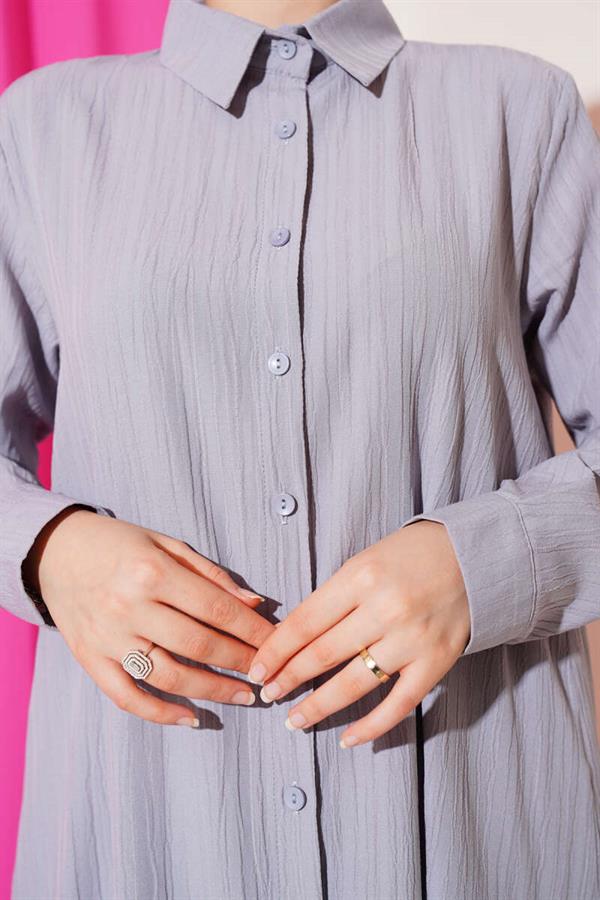 Buttoned Tree Bark 2 Piece Set Gray