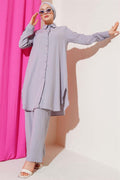 Buttoned Tree Bark 2 Piece Set Gray